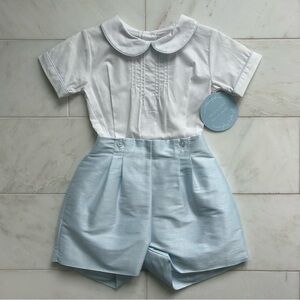 Little English Classic Wedding Button On Short Set - Light Blue Sizes 2T and 3T